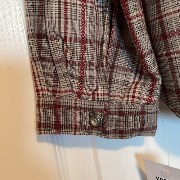 NWT Woolrich Mercer shirt Sz LP Plaid opalescent pearl snaps gray red black - Picture 10 of 12